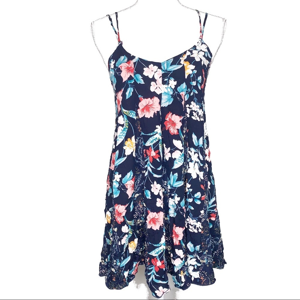 UMGEE Blue Floral Shift Dress with Adjustable Straps S